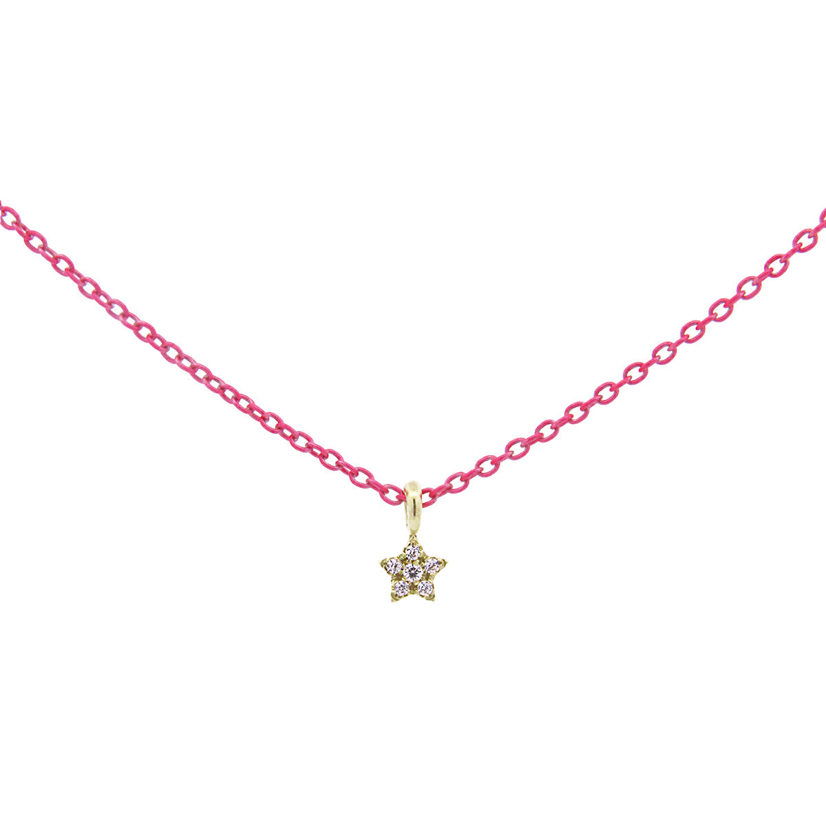 Girocollo Stella Fucsia Fluo E Diamanti Lab Grown - Oro 18kt