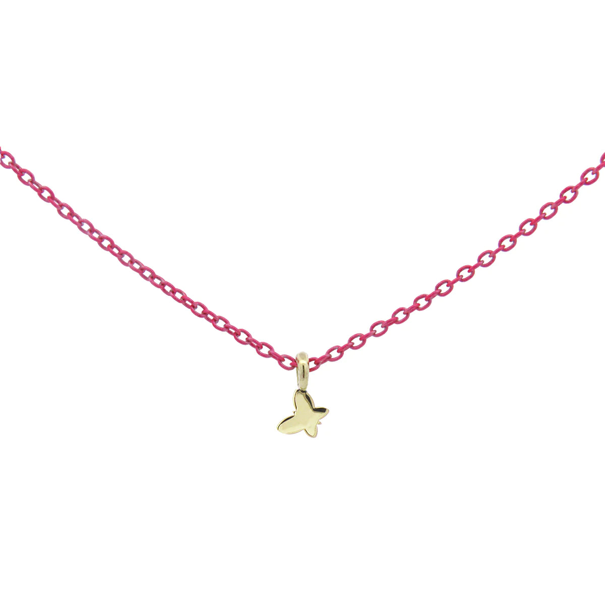 Girocollo Farfalla Fucsia Fluo - Oro 18kt