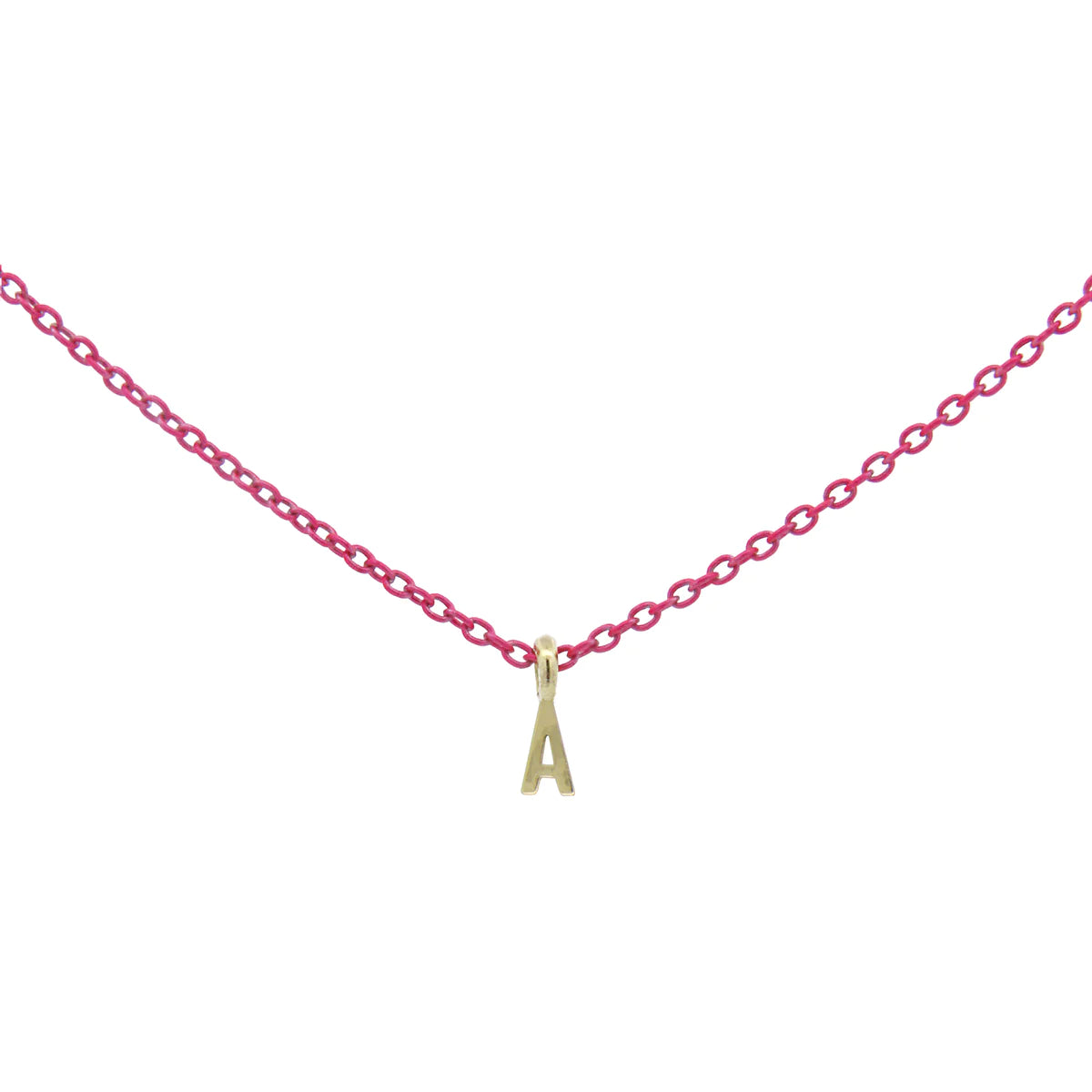 Girocollo Lettera Fucsia Fluo - Oro 18kt