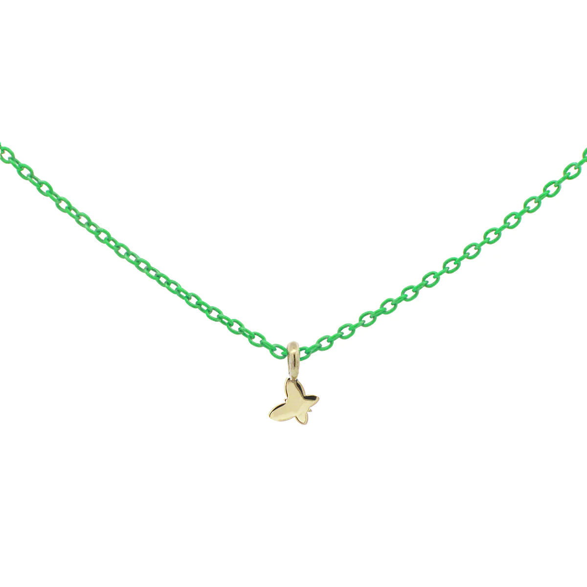 Girocollo Farfalla Verde Fluo - Oro 18kt
