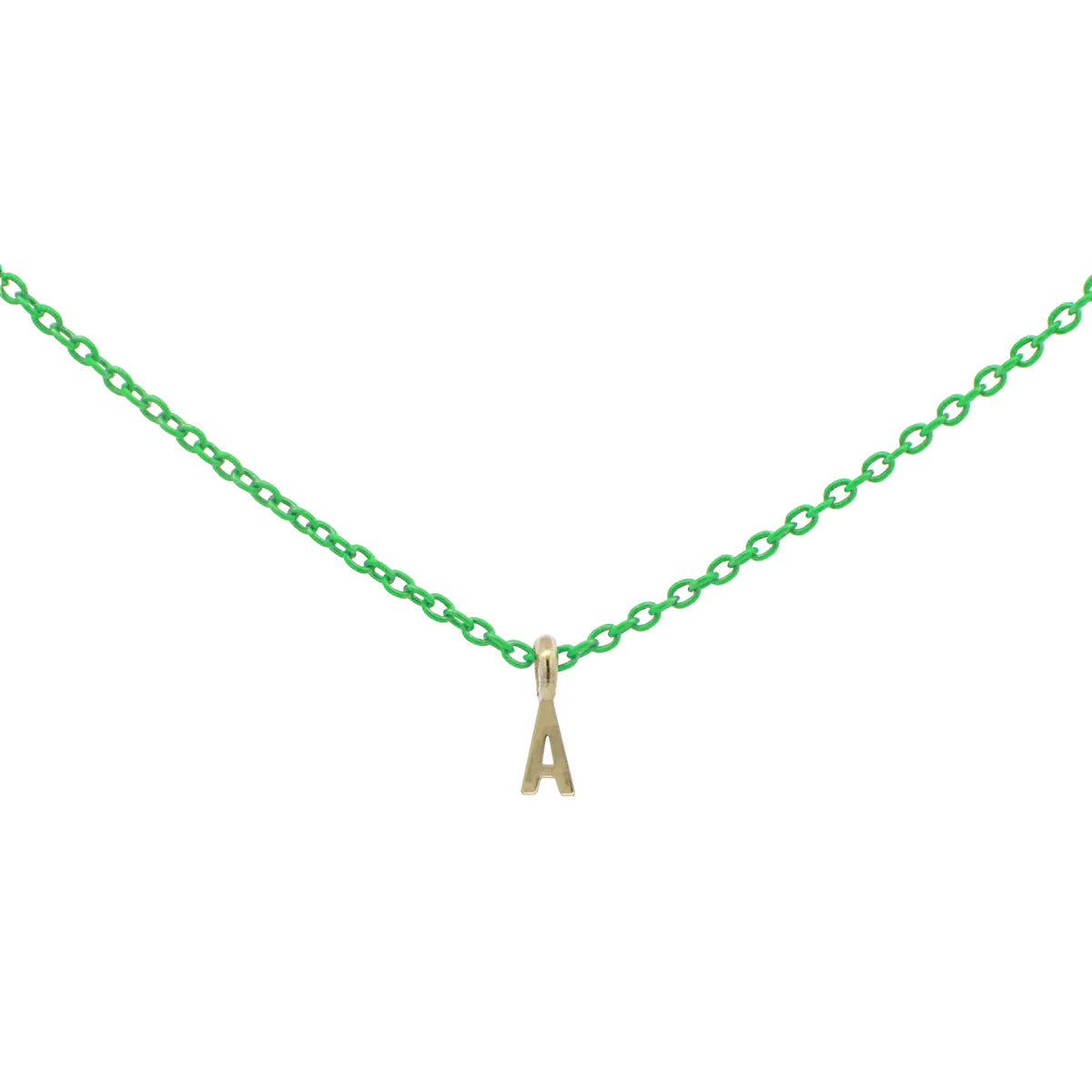 Girocollo Lettera Verde Fluo - Oro 18kt