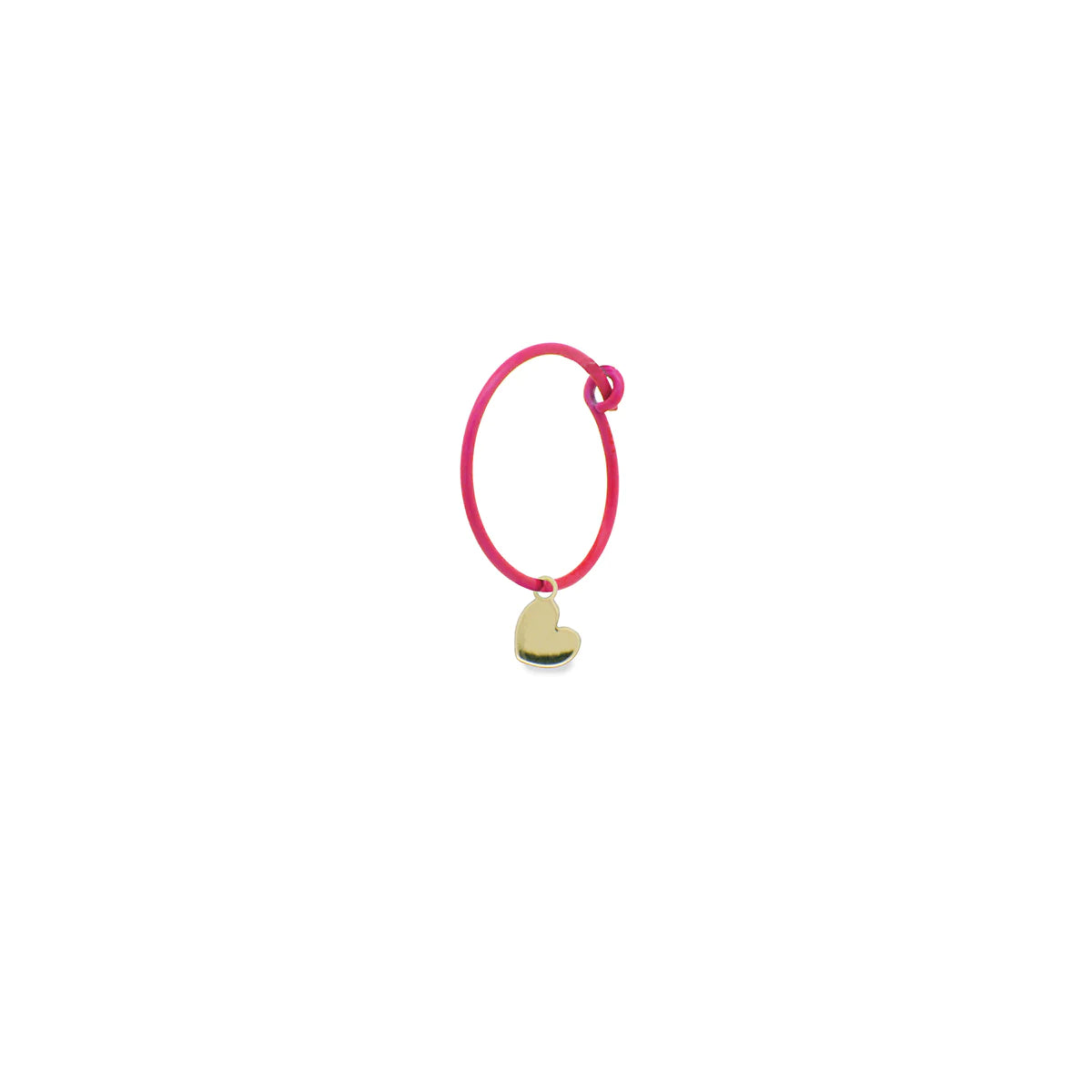 Mono-orecchino Cuore Hoop Fucsia Fluo - Oro 18kt