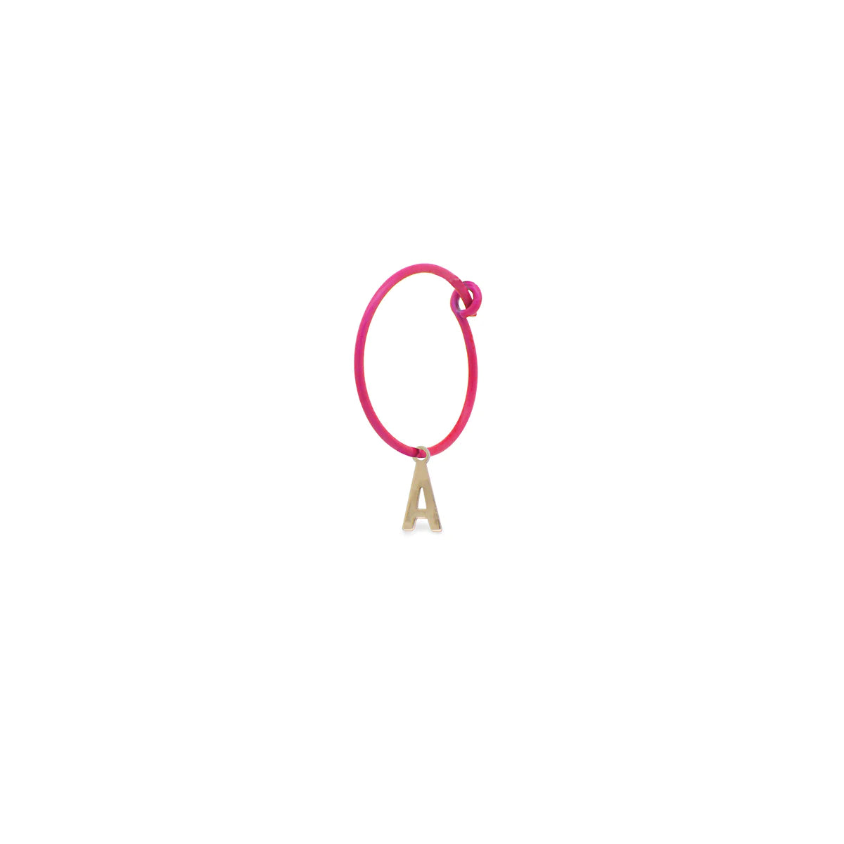 Mono-orecchino Lettera Hoop Fucsia Fluo - Oro 18kt