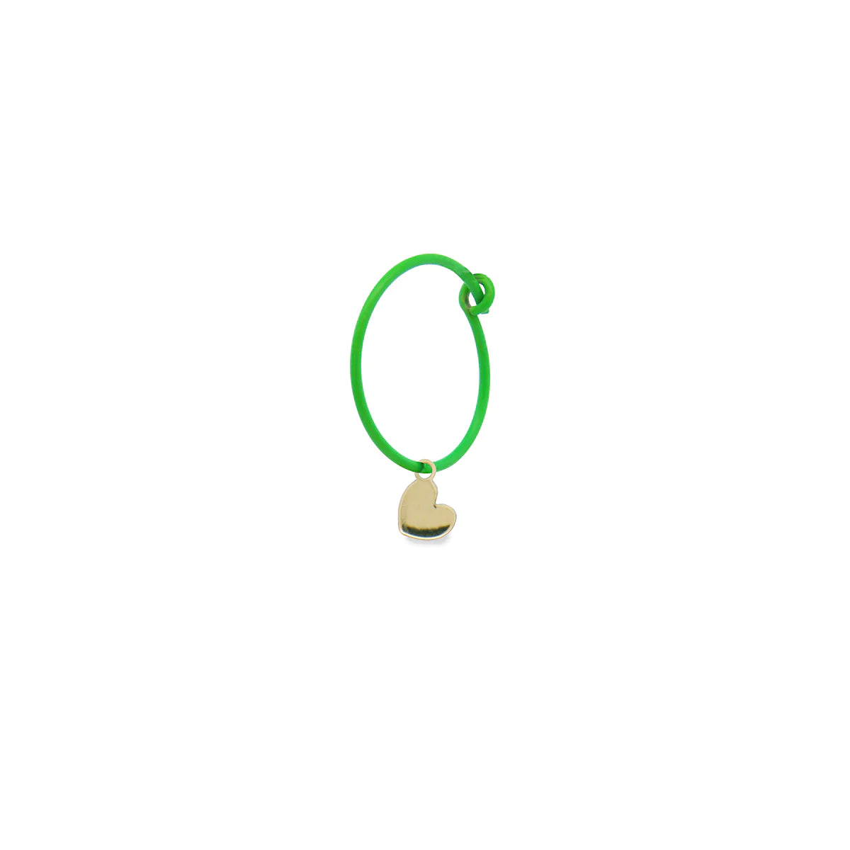Mono-orecchino Cuore Hoop Verde Fluo - Oro 18kt