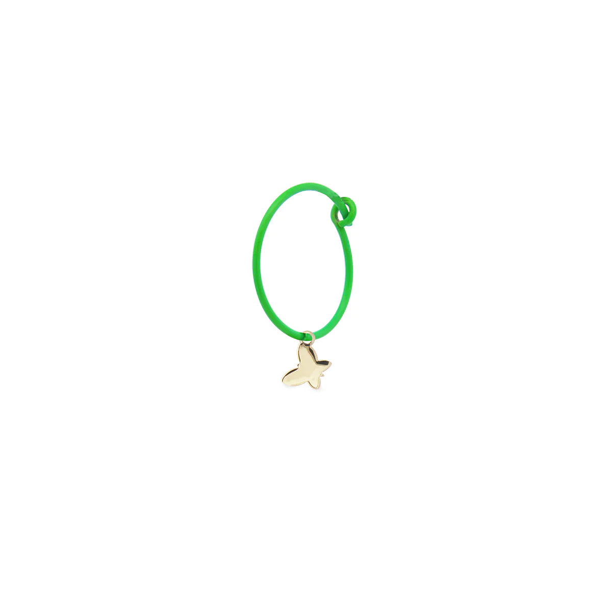 Mono-orecchino Farfalla Hoop Verde Fluo - Oro 18kt