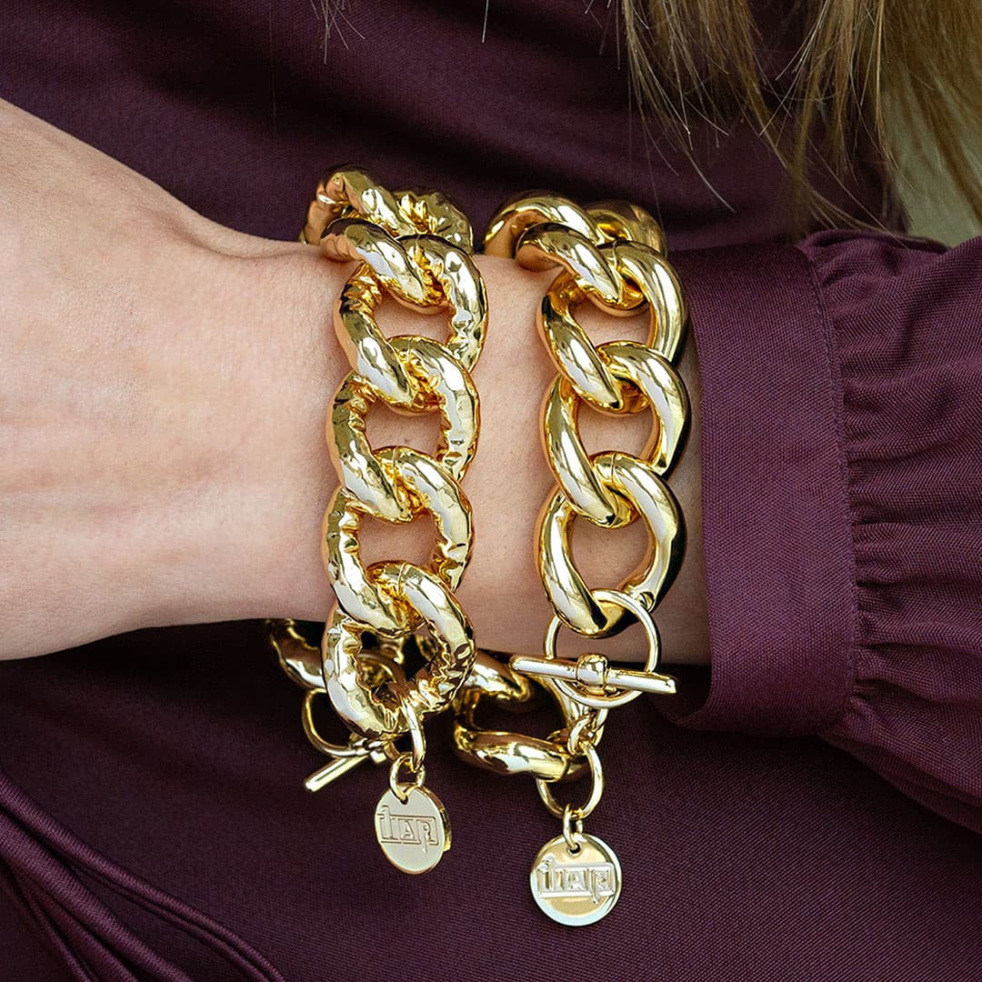 Bracciale catena grumetta maxi in bronzo dorato