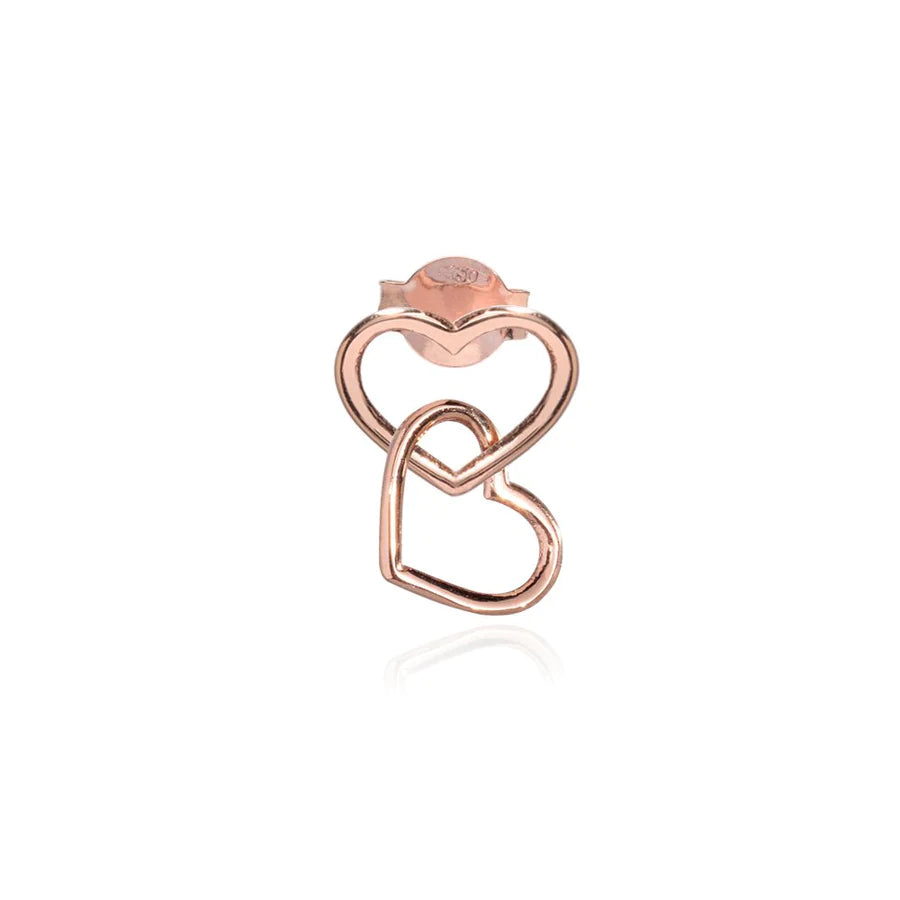 Due Cuori - Orecchino in Oro Rosa 18 KT