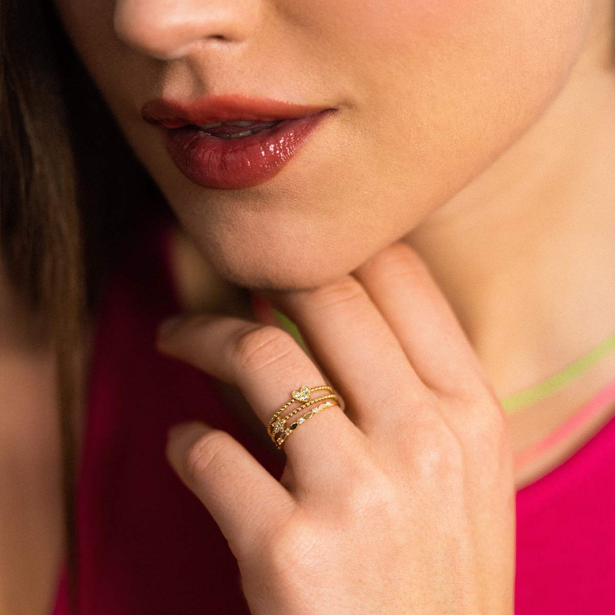 Anello Fedina Zigrinata Cuore e Diamanti Lab Grown - Oro 18kt
