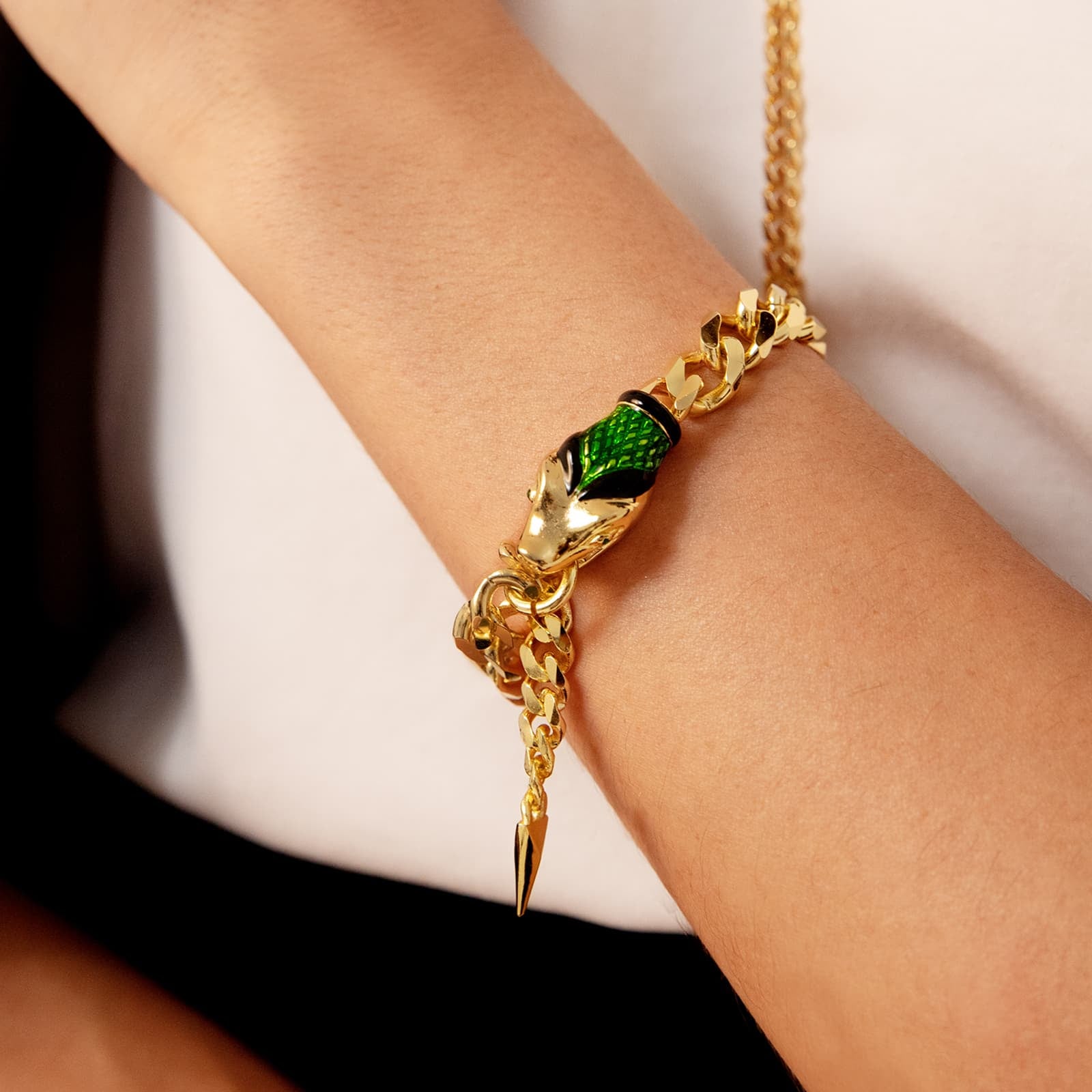 Bracciale catena grumetta con serpente