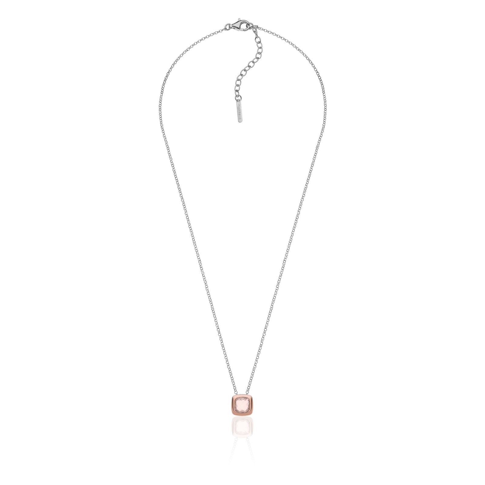 Collana in argento bicolore con cristallo rosa