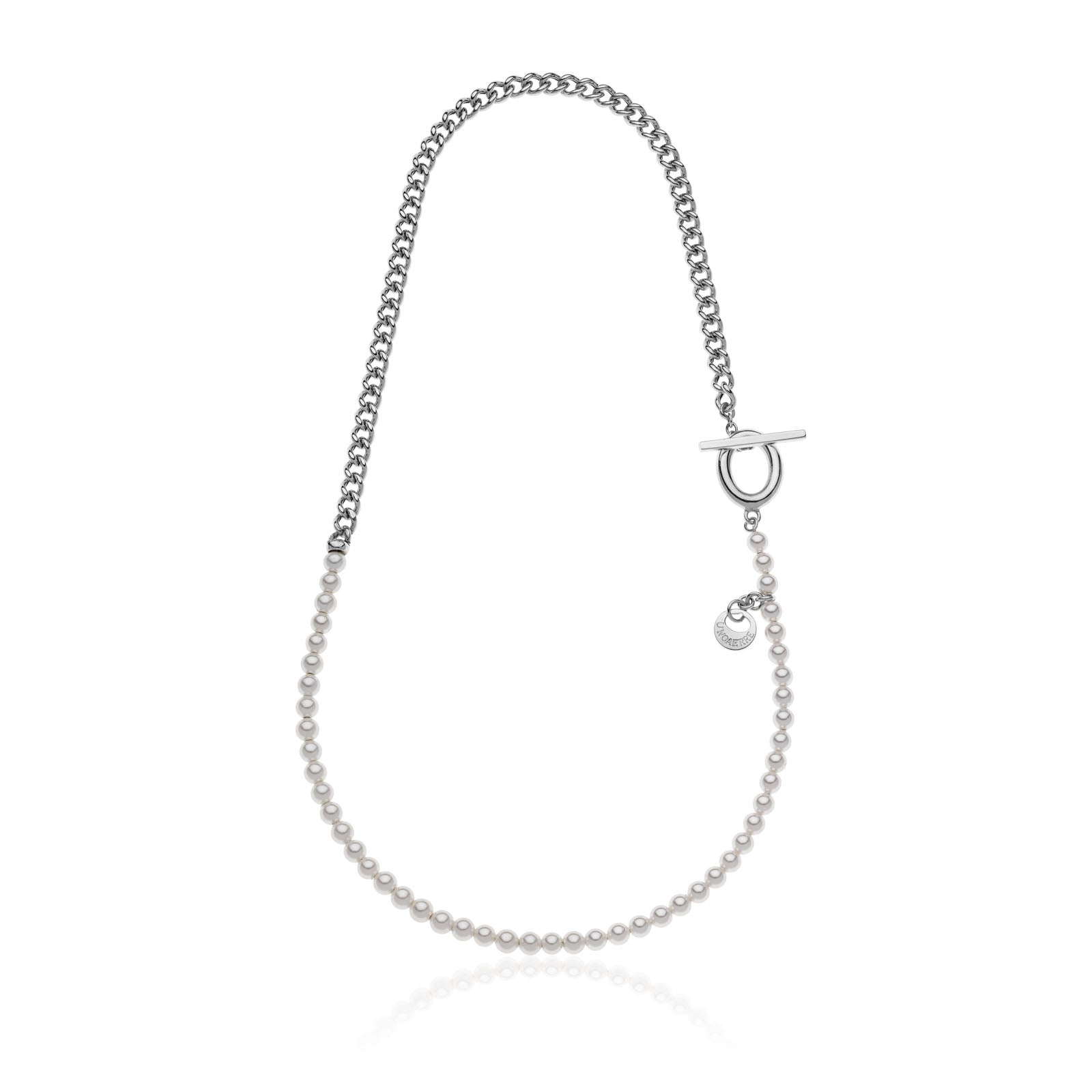 Collana corta in argento con perle bianche