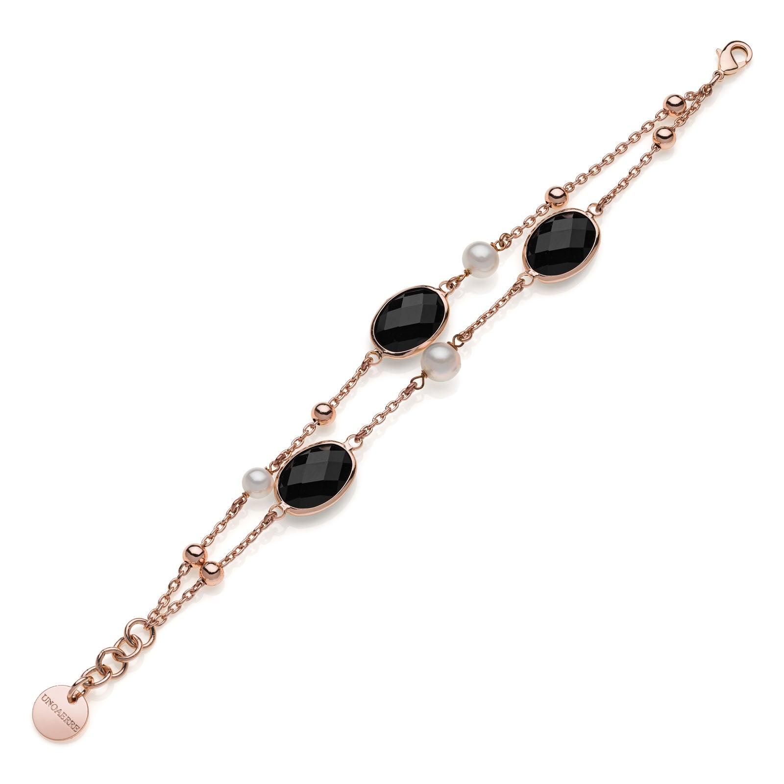 Bracciale con pietre nere e perle