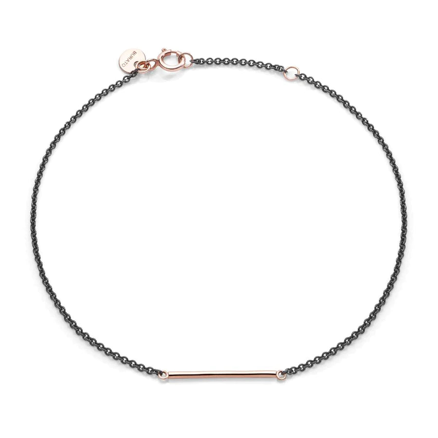 Black Long - Bracciale in Oro Rosa 18 KT e PVD Nero