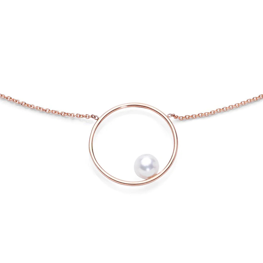 Pearl Circle - Collana in Oro Rosa 18 KT e Perla