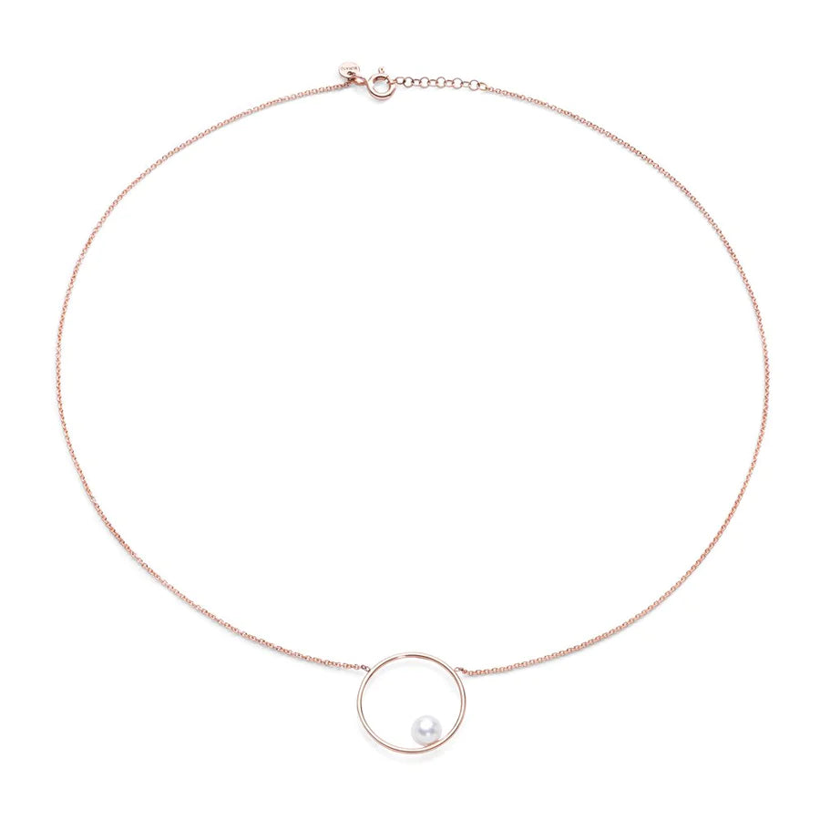 Pearl Circle - Collana in Oro Rosa 18 KT e Perla