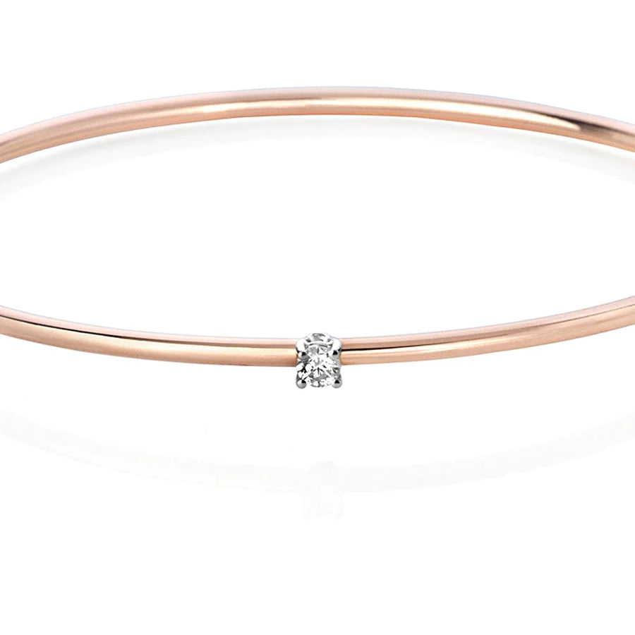 Solitaire - Bracciale in Oro Rosa 18 KT e Diamante