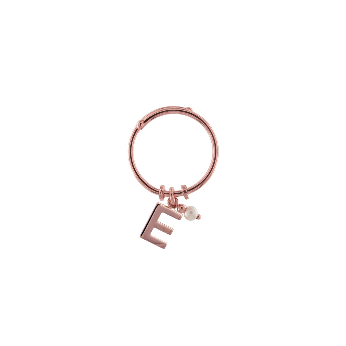 Anello rigido lettera e perlina