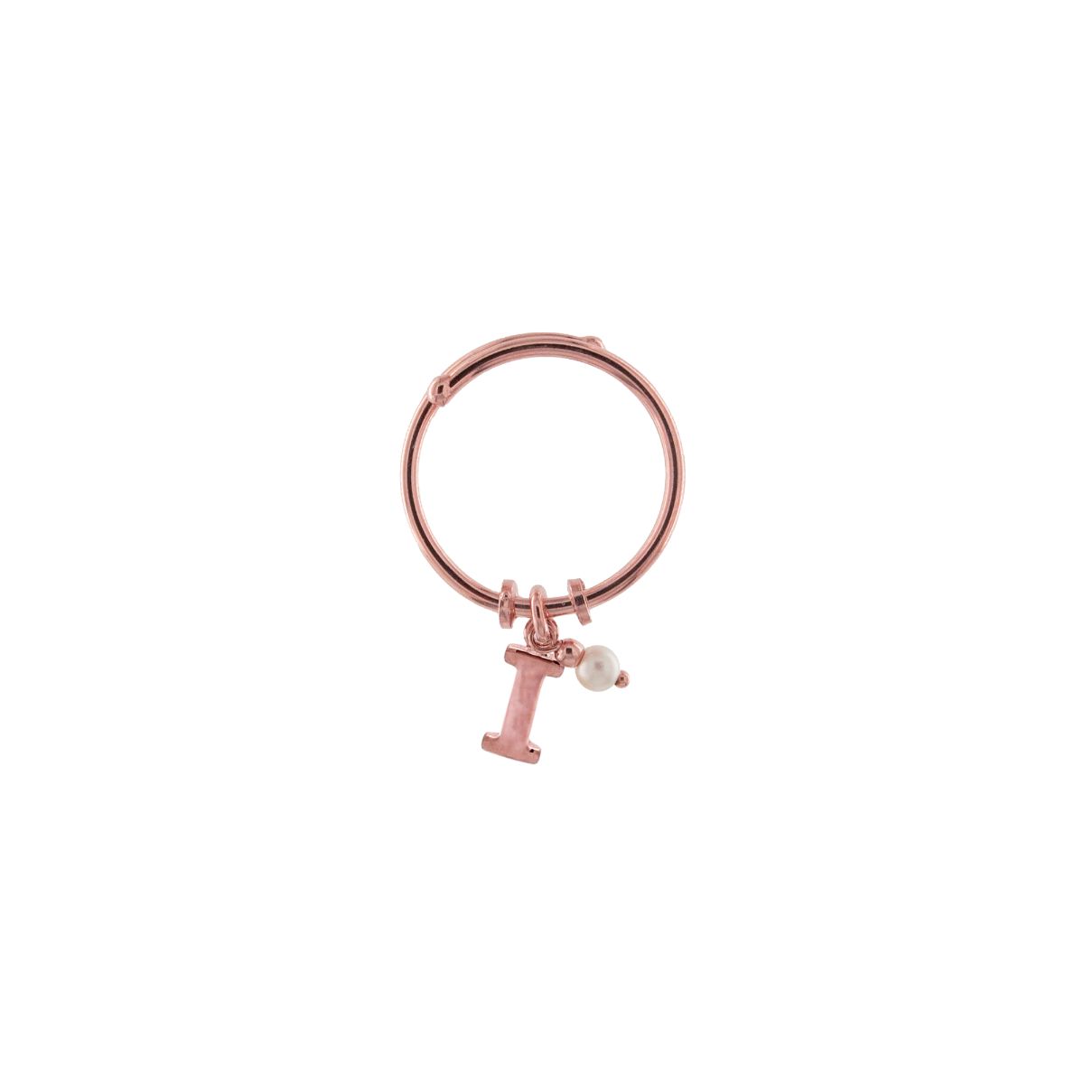 Anello rigido lettera e perlina