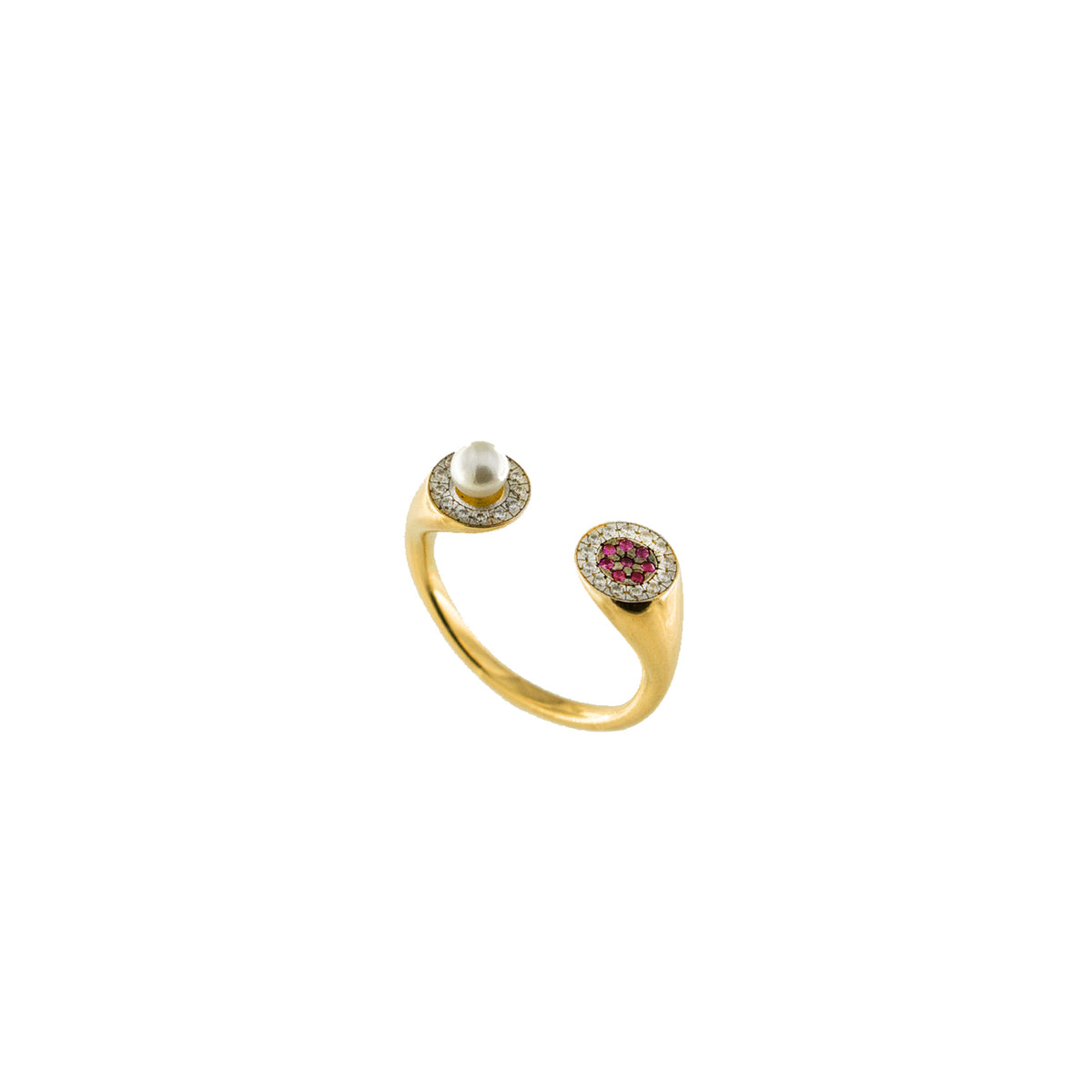 Anello Rigido Contrariè Perla E Zirconi - Galactica