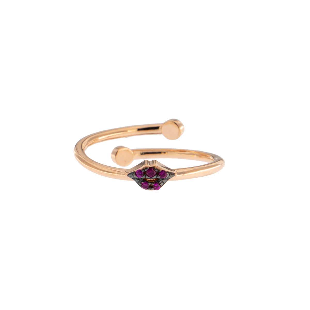 Anello Con Soggetto Bocca In Zirconi Colorati