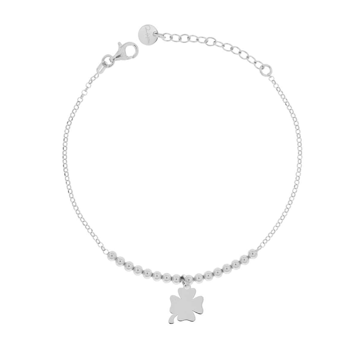 Bracciale Micro 1 Soggetto Quadrifoglio - Rodio