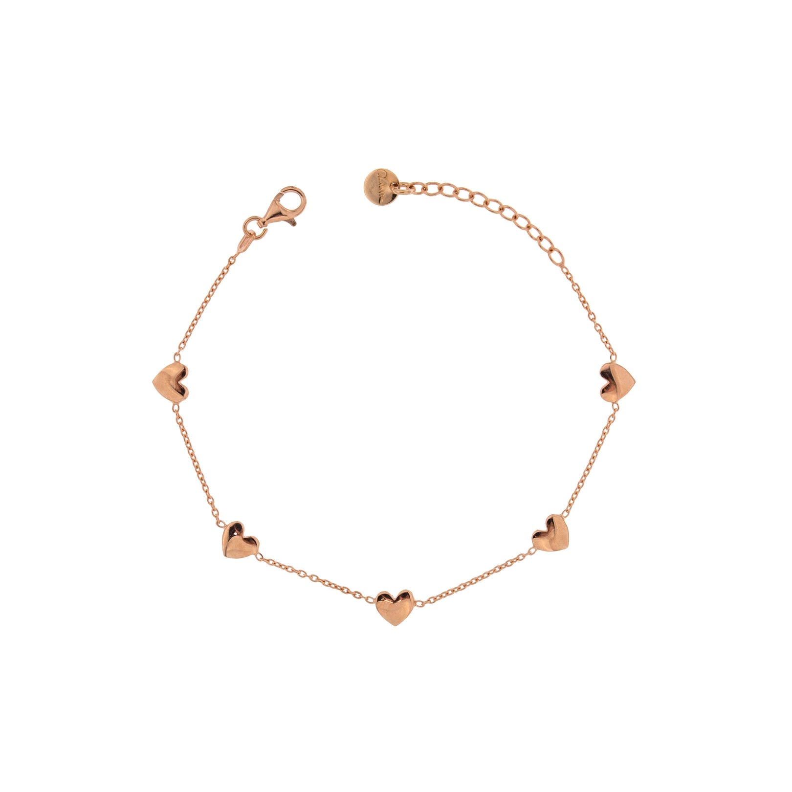 Bracciale Catenella 5 Cuori - Oro Rosa