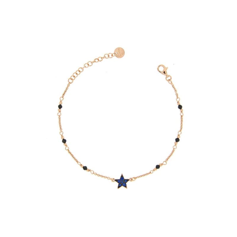 Bracciale catenella con pietre incatenate e monosoggetto con zirconi - Stella