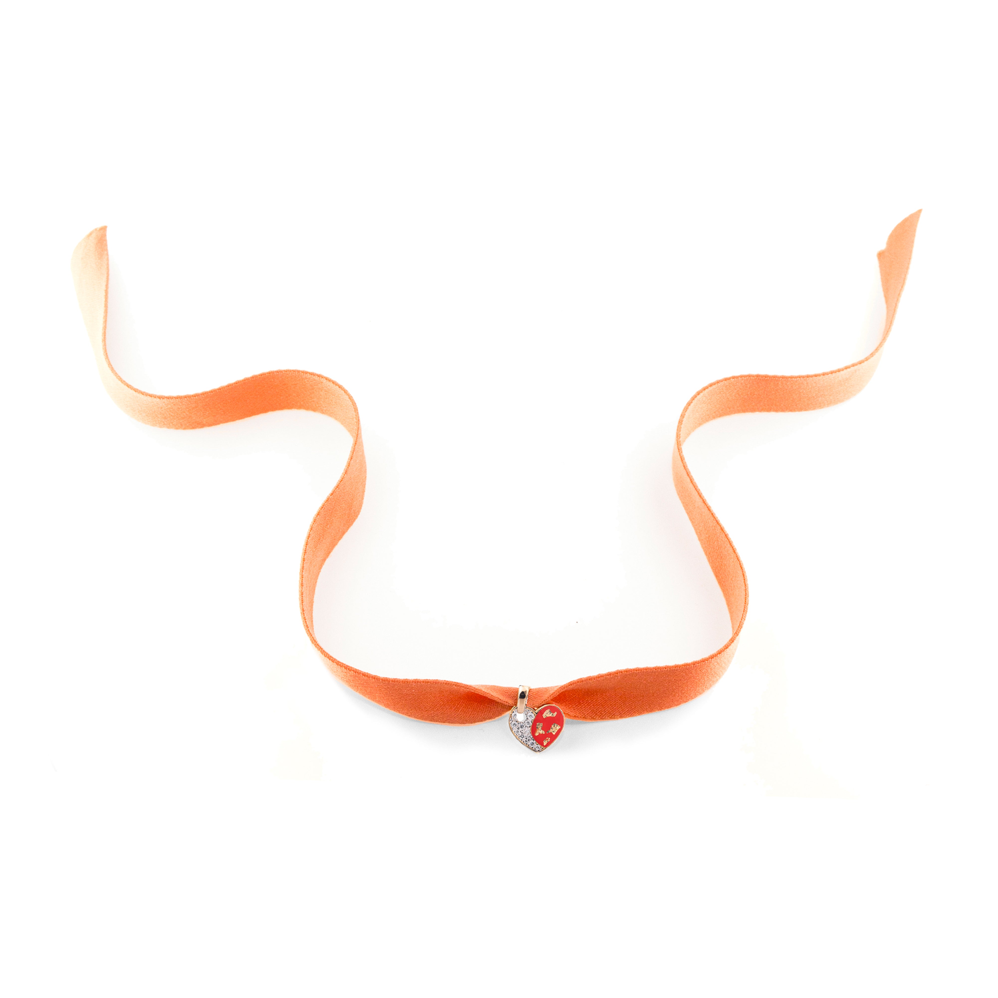 Choker Con Cuore - Smalto E Foglia Oro