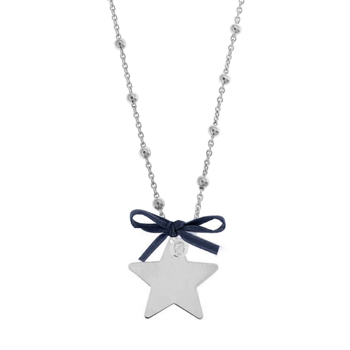 Collana A Pallini Con Ciondolo Stella - Rodio