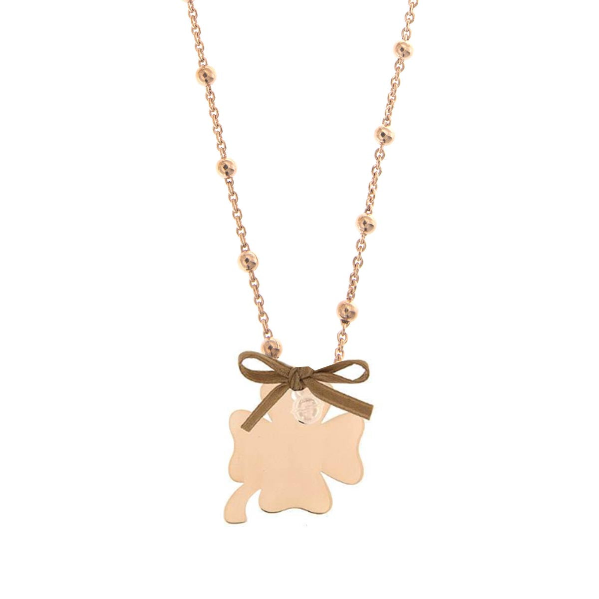 Collana A Pallini Con Ciondolo Quadrifoglio