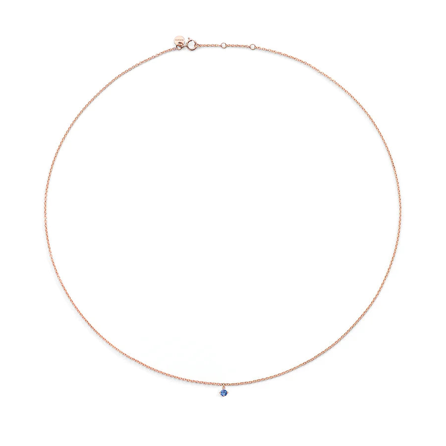 Blu Solitaire - Collana in Oro Rosa 18 KT e Zaffiro