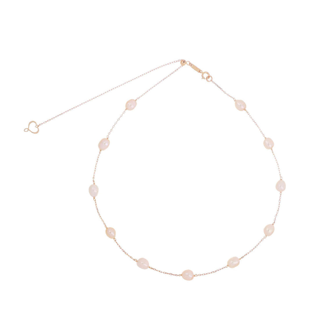 Girocollo In Oro Rosa Con Perle Ovali Rosa