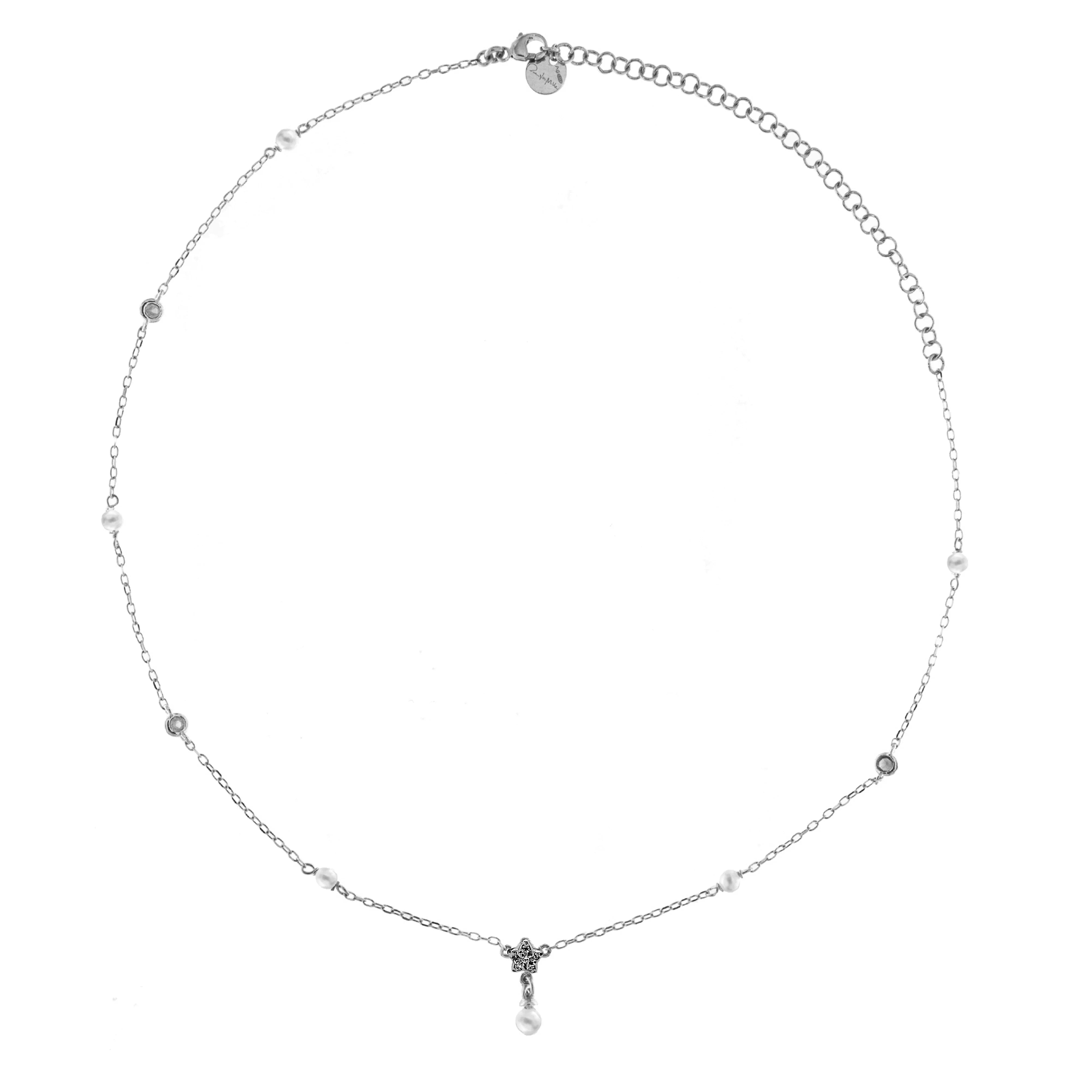 Girocollo Perla Pendente Cuore Catena Alternata - Galactica Ice