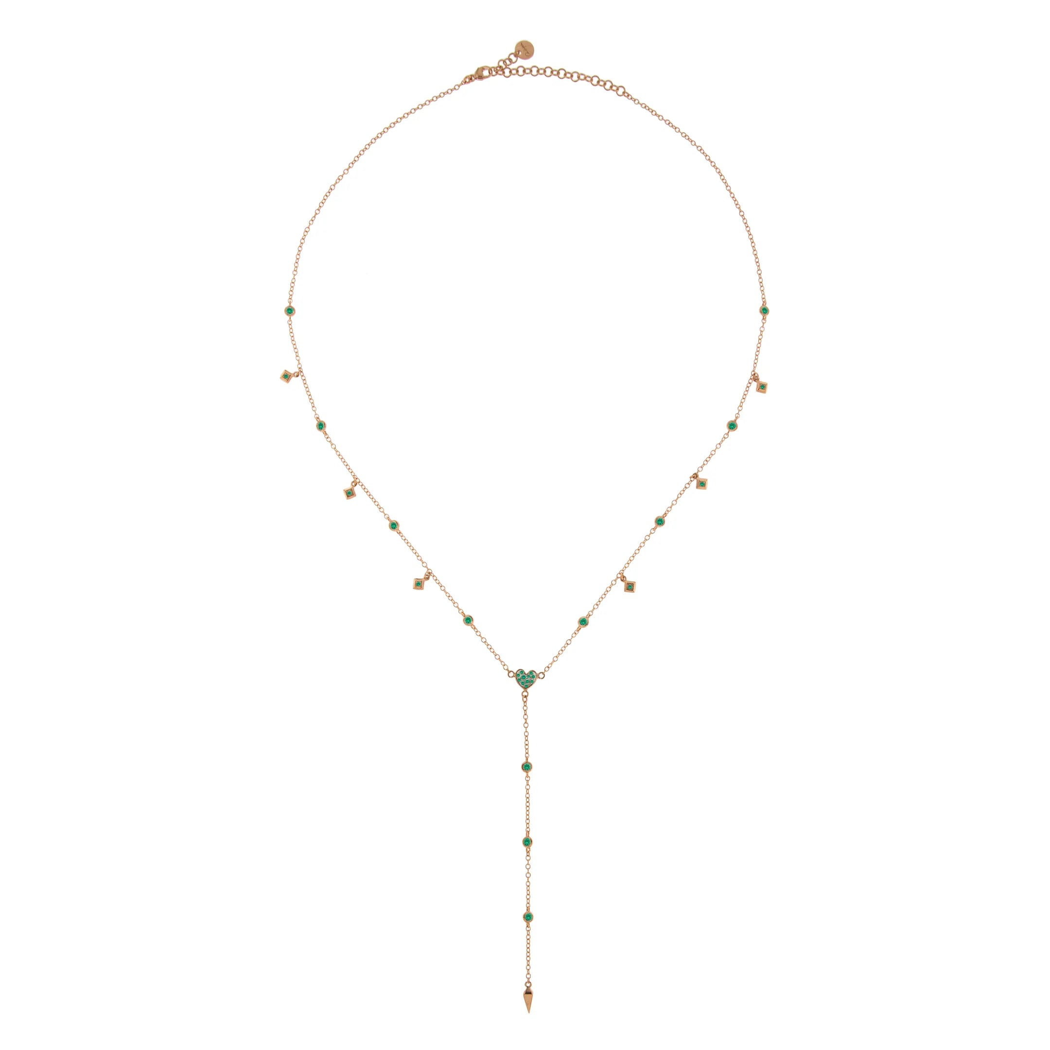 Girocollo 50 Cm Rosario Cuore/lancia Zirconi Verdi