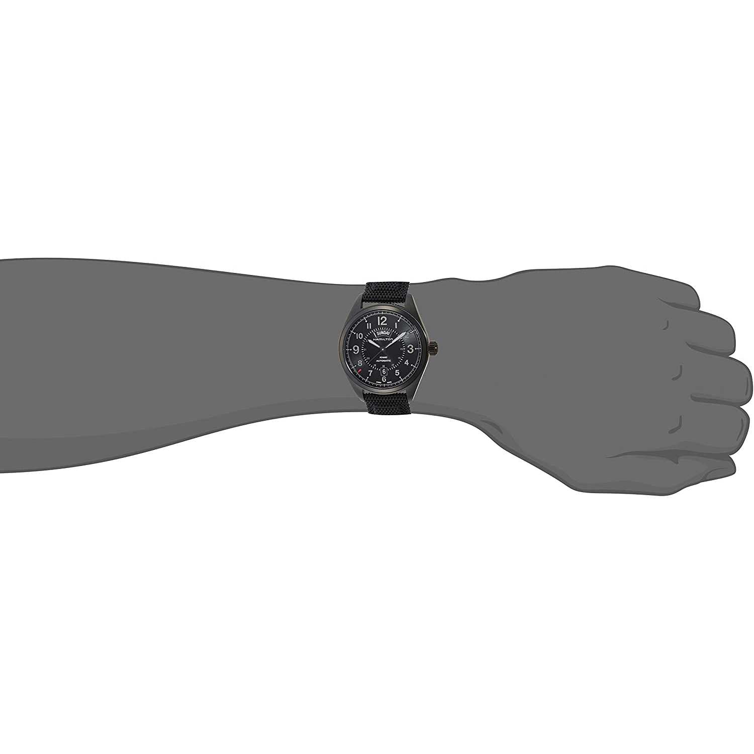Orologio Hamilton Khaki field day date H70695735 Automatico Acciaio Quandrante Nero Cinturino Tessuto