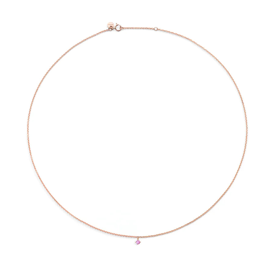Pink Solitaire - Collana in Oro Rosa 18 KT e Zaffiro