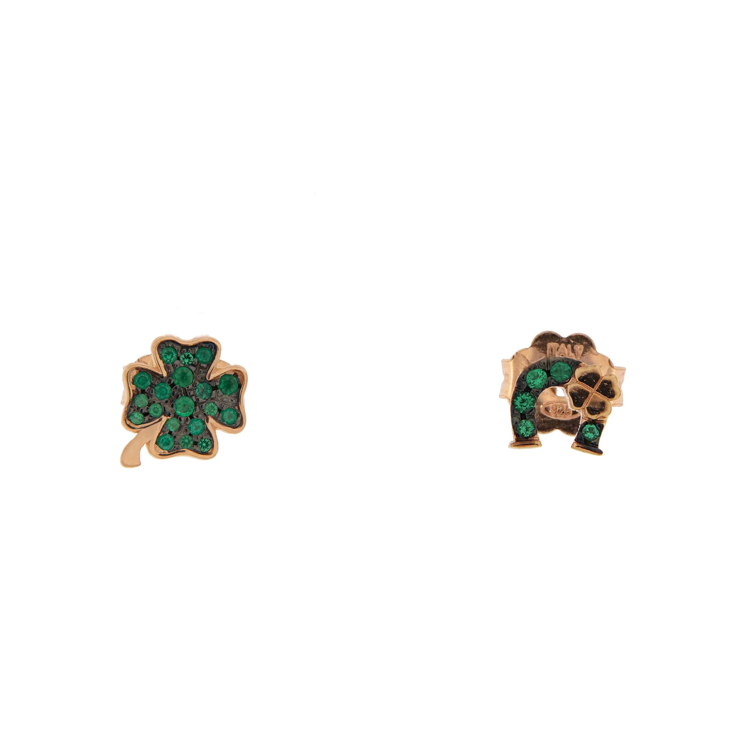 Orecchini Lobo Con Zirconi Quadrifoglio/Ferro Di Cavallo