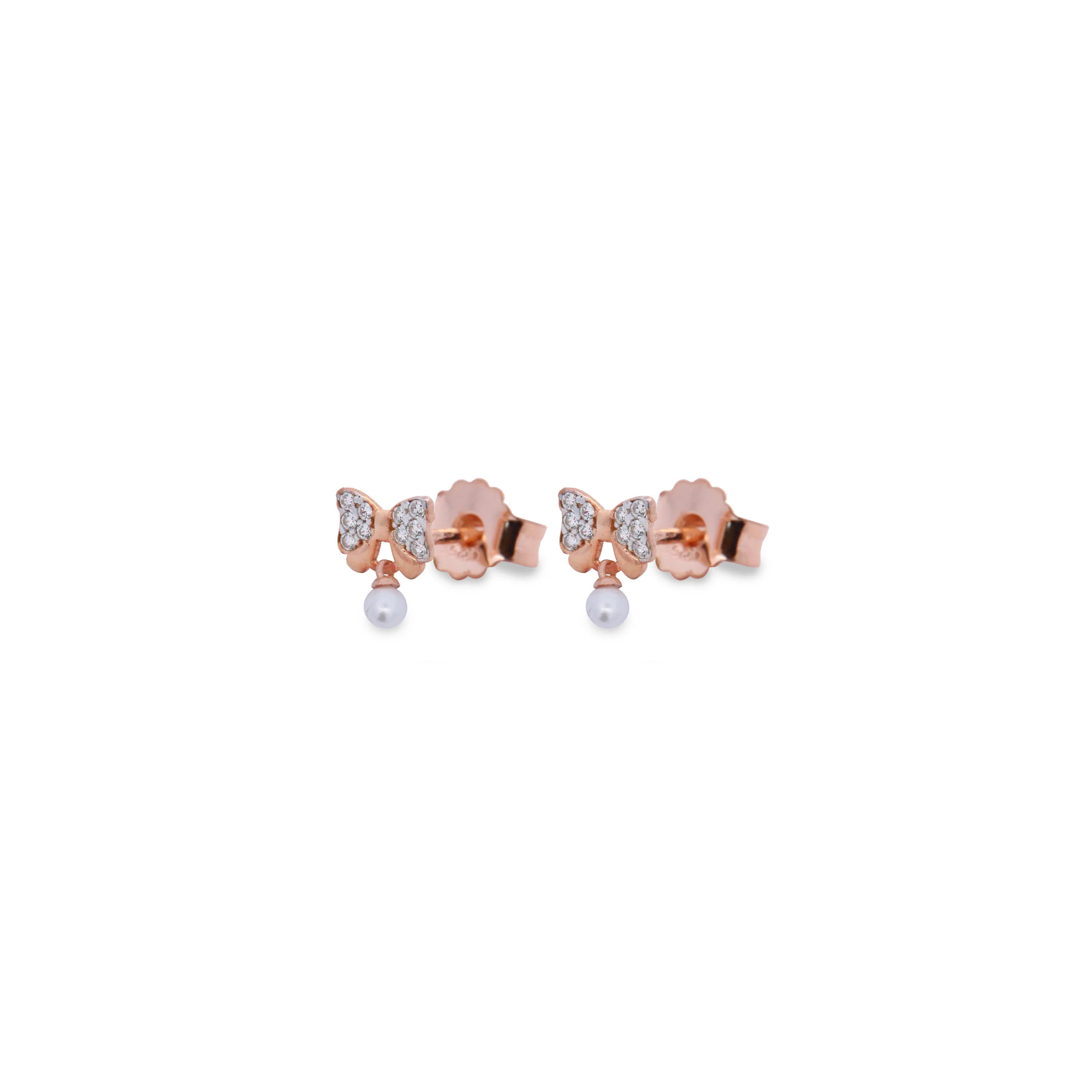 Orecchini Lobo Micro Zirconi Fiocco - Bow Ton
