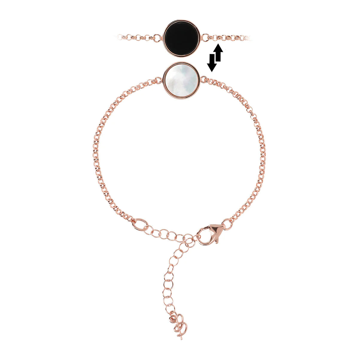 Bracciale disco reversibile con pietre piatte