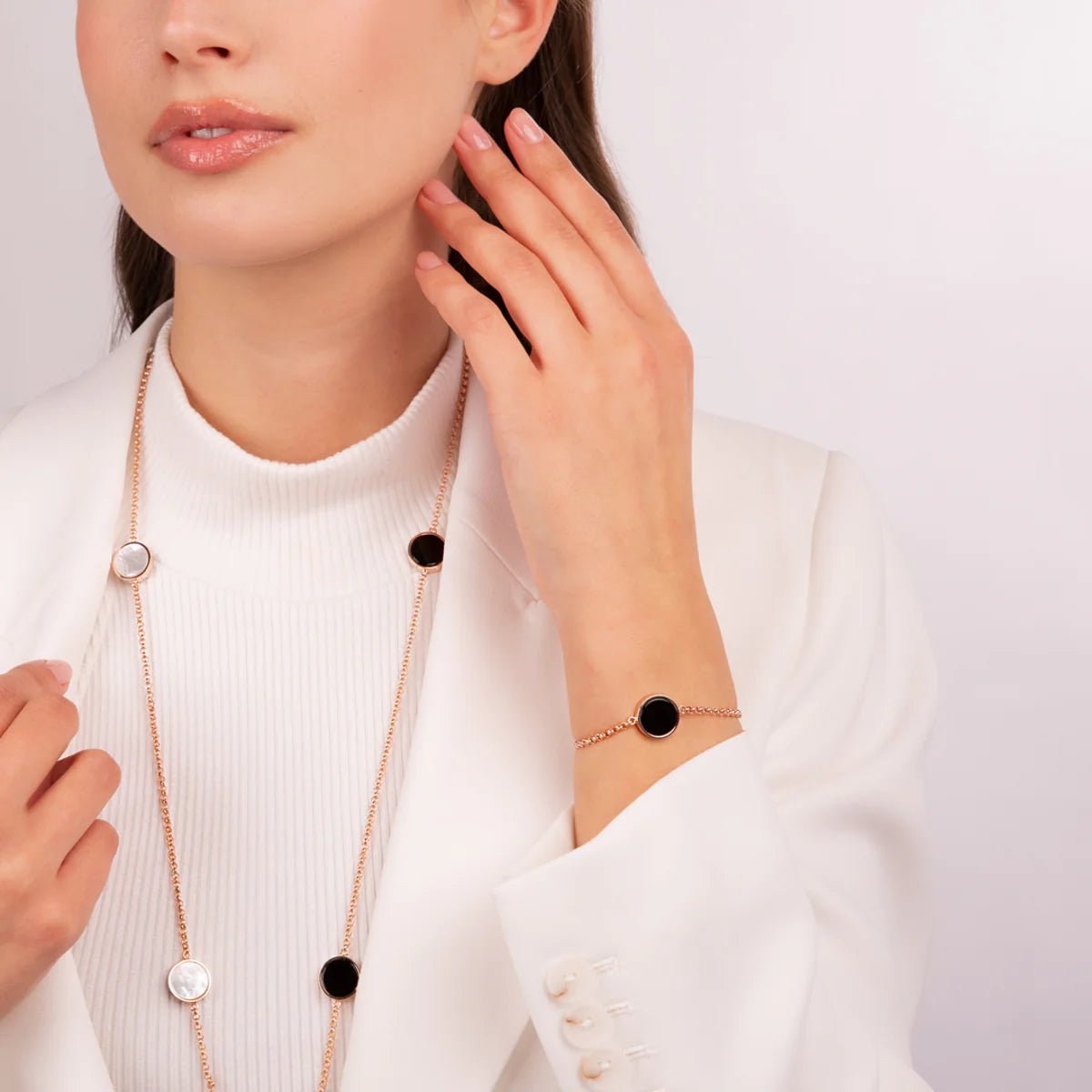 Bracciale disco reversibile con pietre piatte