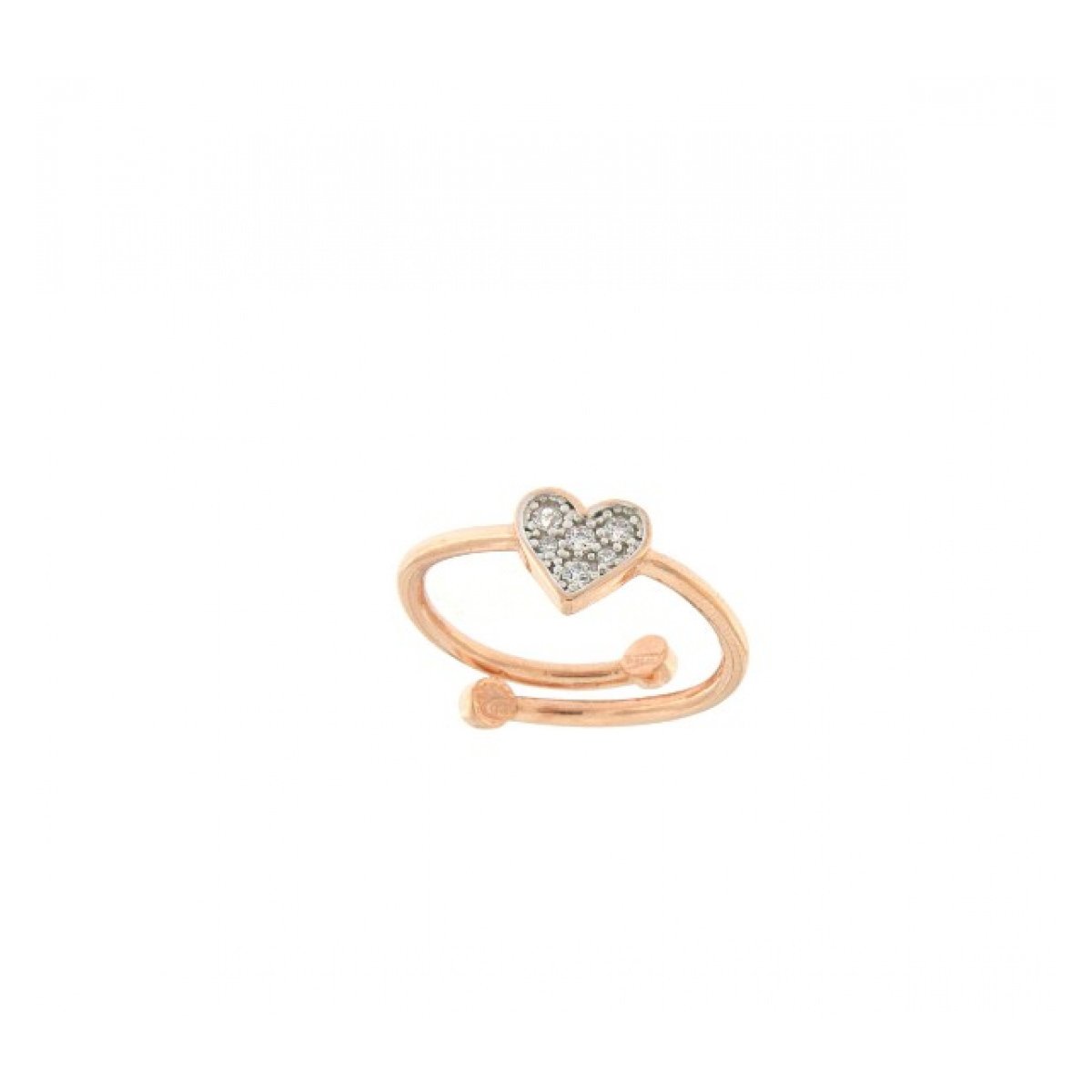 Anello Aperto Cuore - Zirconi Bianchi