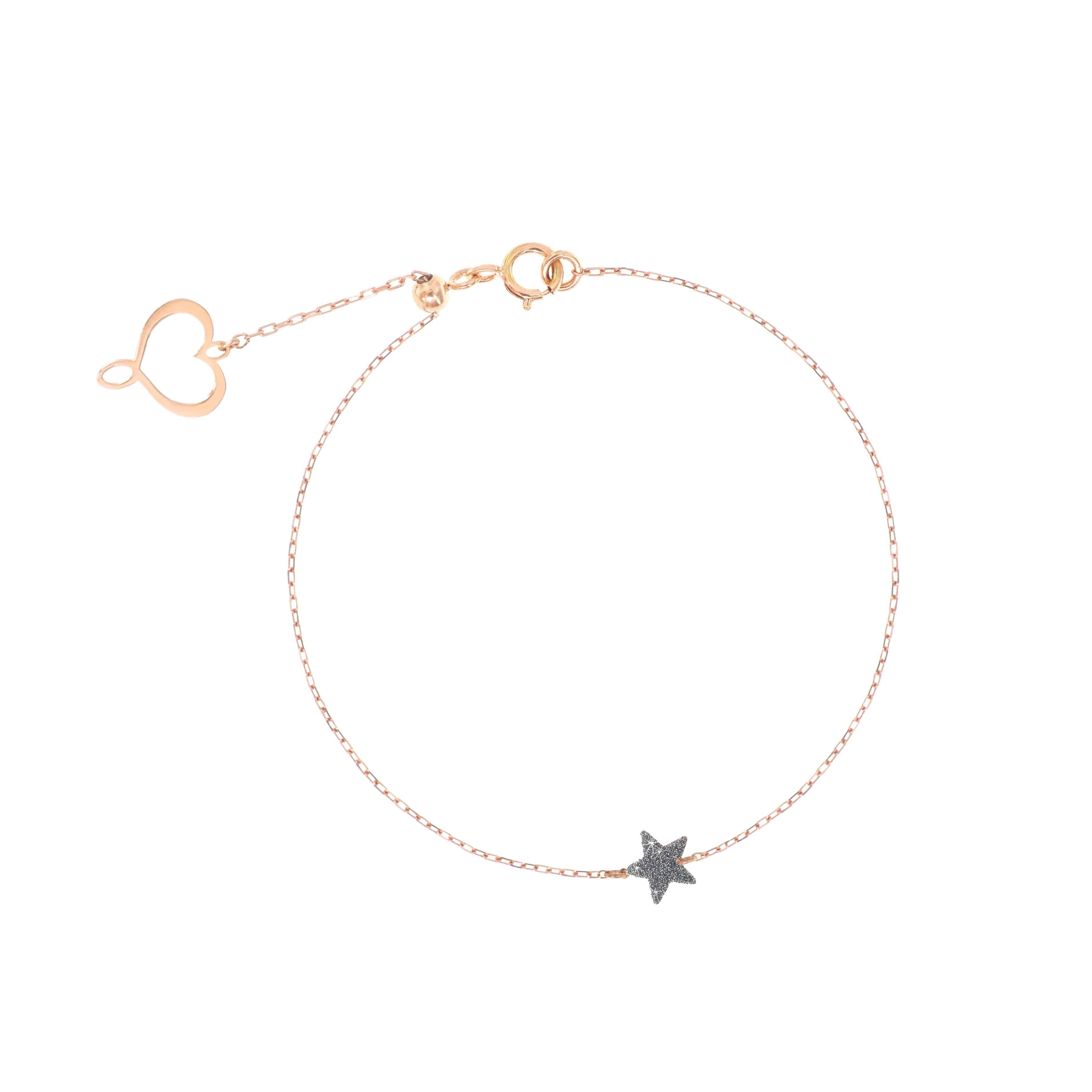 Bracciale Aurum In Oro Rosa 18 Carati Con Stella In Polvere Di Diamante Cromo