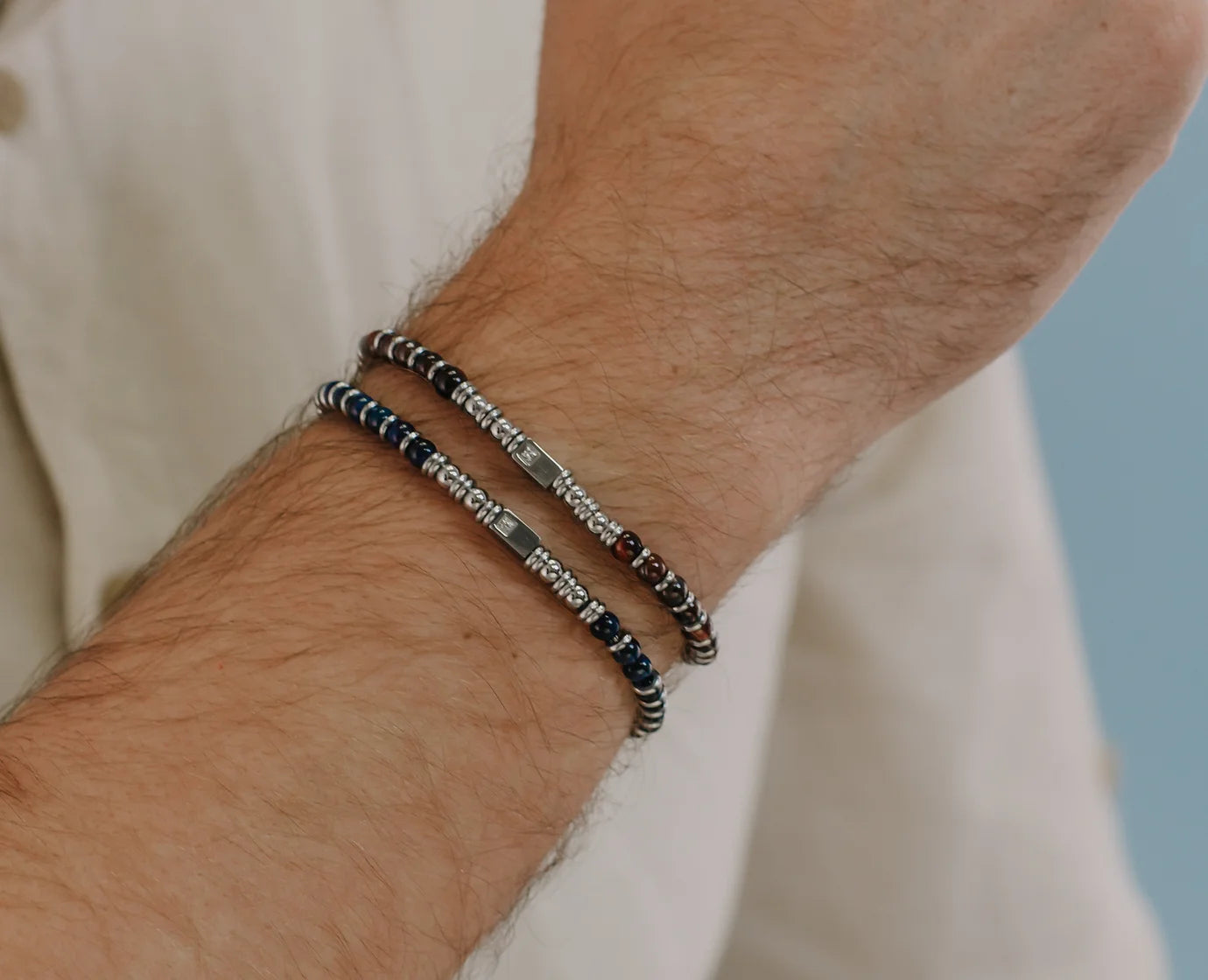 Bracciale in acciaio e occhio di tigre