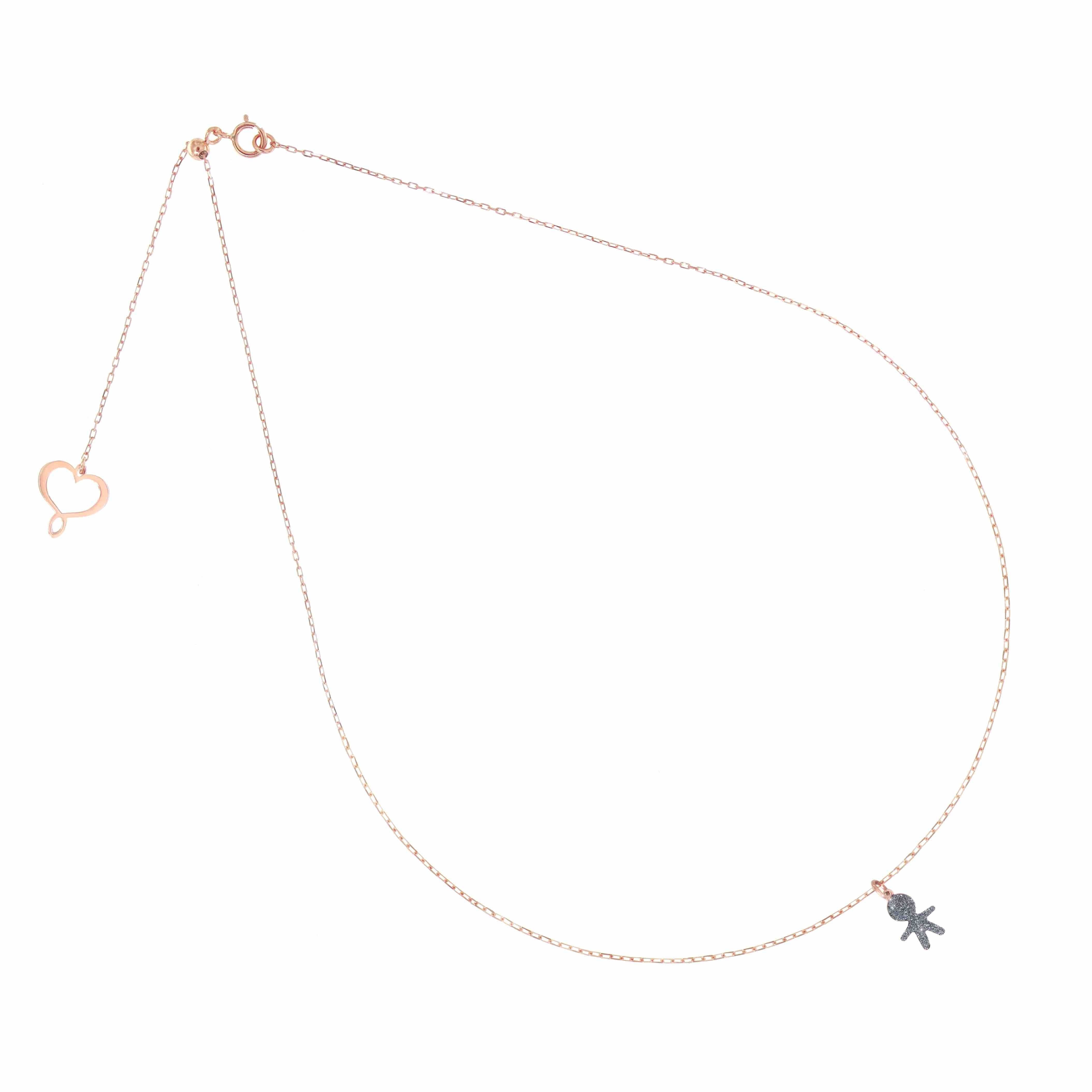 Girocollo 18kt Bimbo Polvere Diamanti Cromo