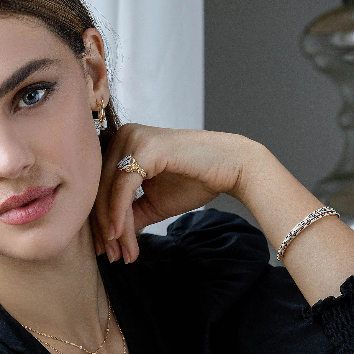 Bracciale Rigido Manetta – Smalto Zebrato