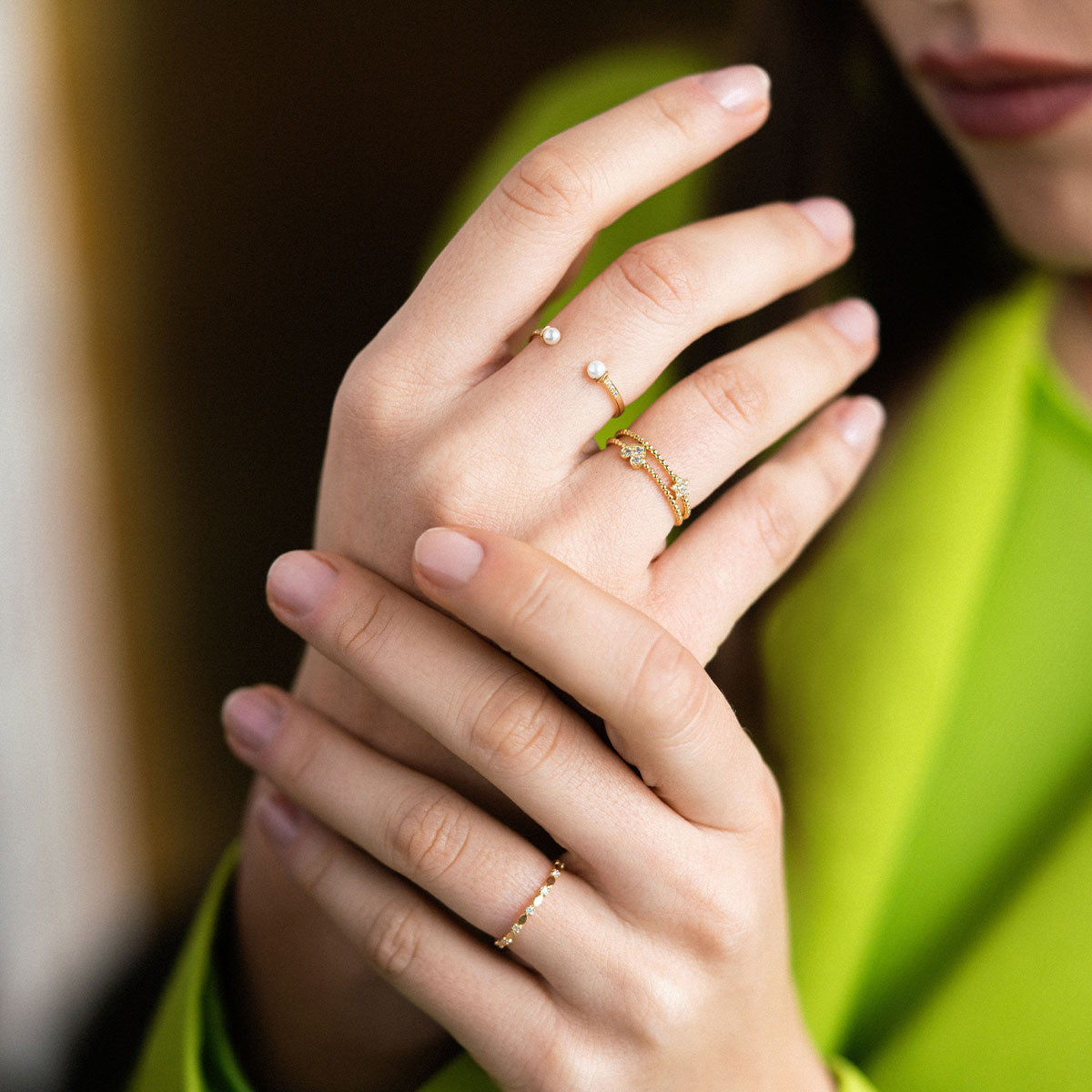 Anello Fedina Zigrinata Cuore e Diamanti Lab Grown - Oro 18kt
