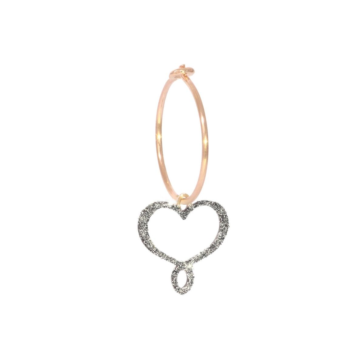 Orecchino 18kt Cuore Maman Polvere Diamanti Cromo