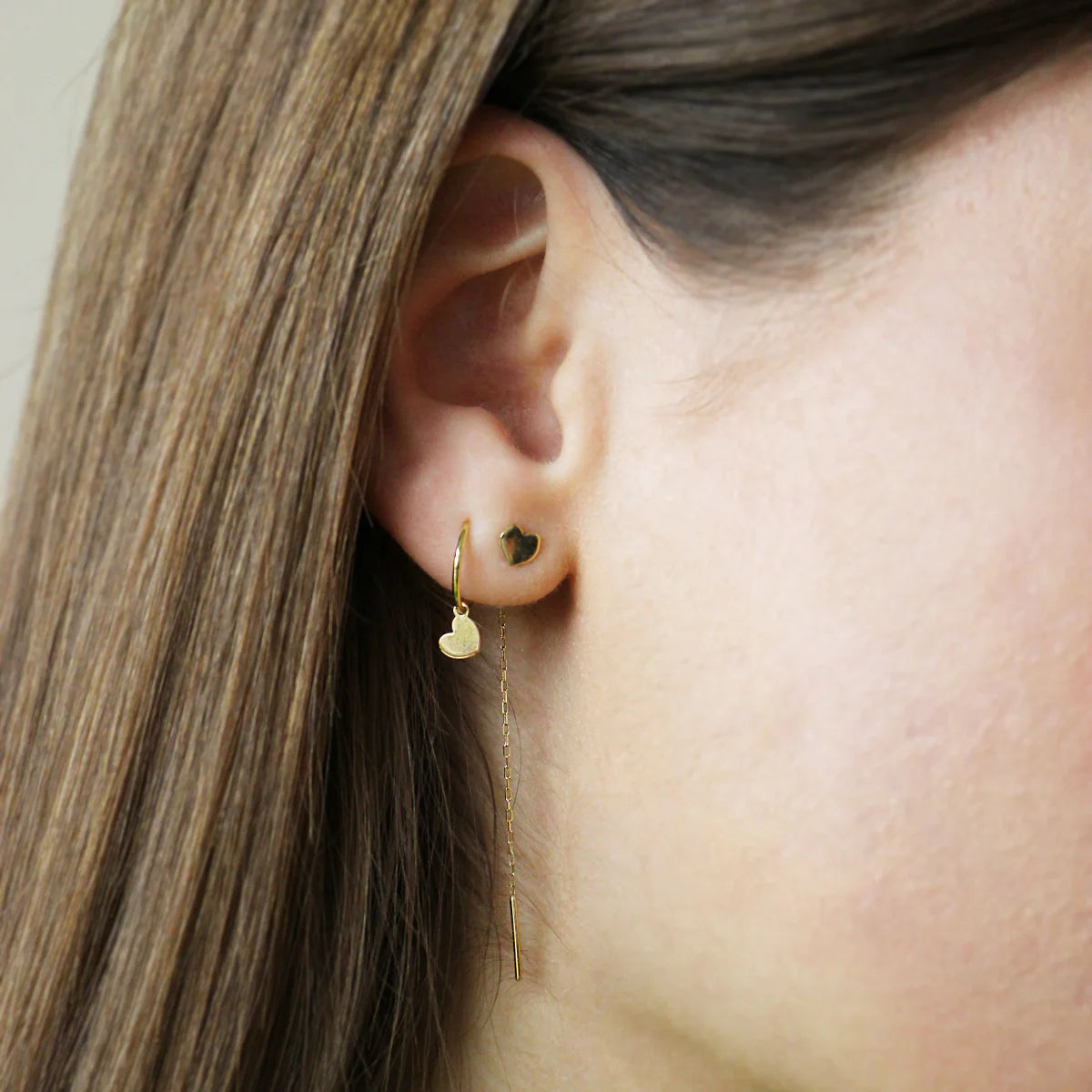 Mono-orecchino Cerchio Mini Hoop Cuore - Oro 18kt