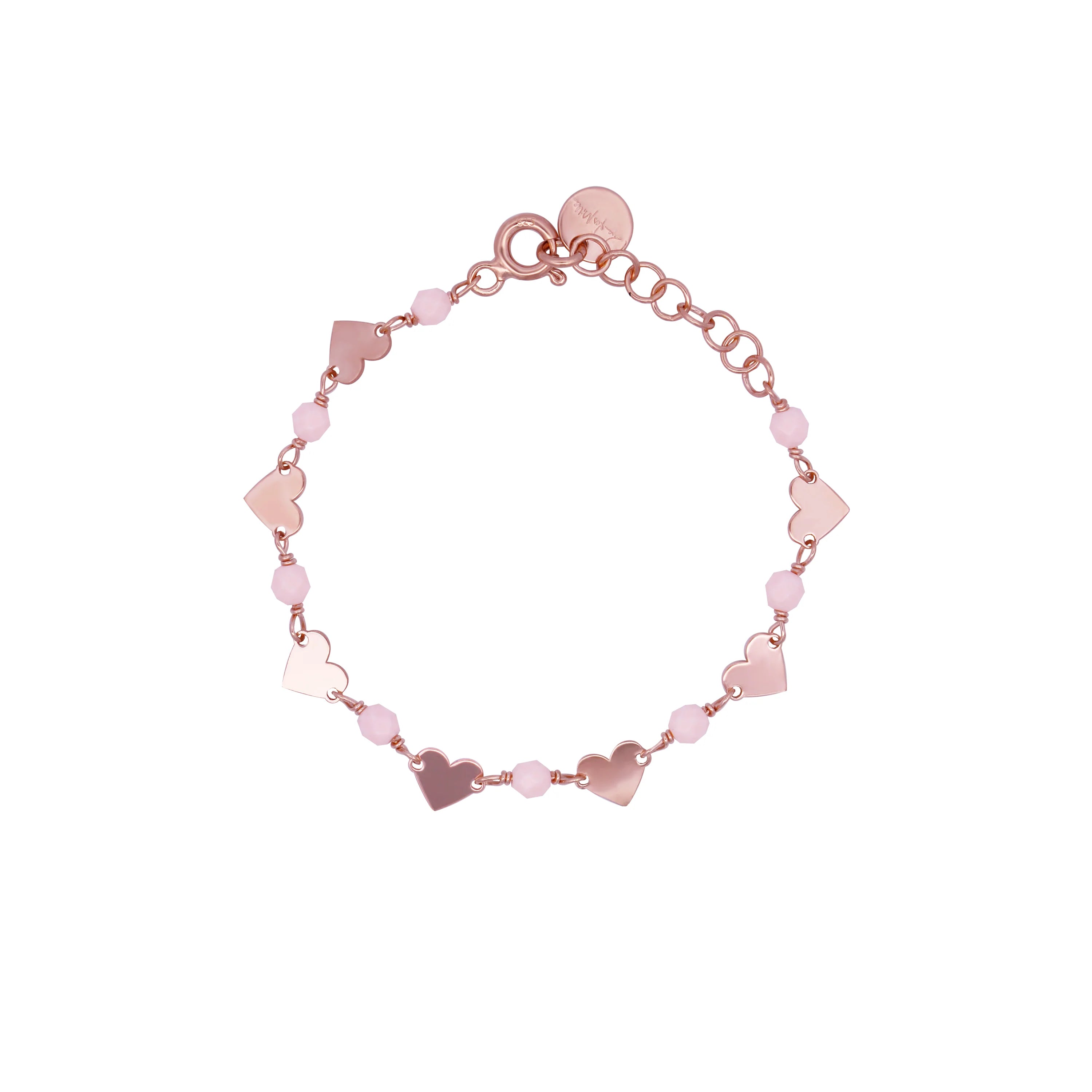 Braccialetto Incatenato Cuori Pietre Rosa Bambino - Io&Ro
