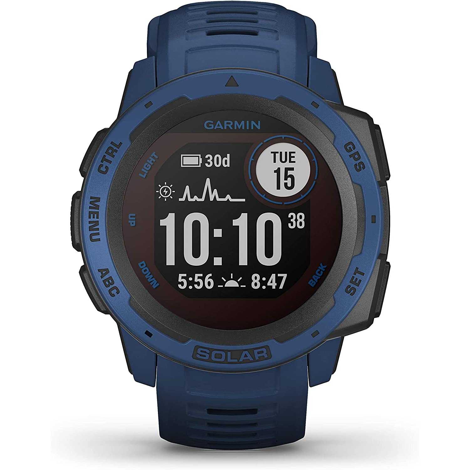 Garmin Instinct Solar, Tidal Blue - Smartwatch Gps Ultra-Resistente con Ricarica Solare, Cardio, Pulseox, App Multisport Tidal Blue Instinct Solar